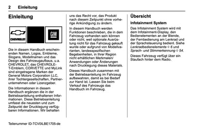 Chevrolet Corvette Infotainment Bedienungsanleitung 2018