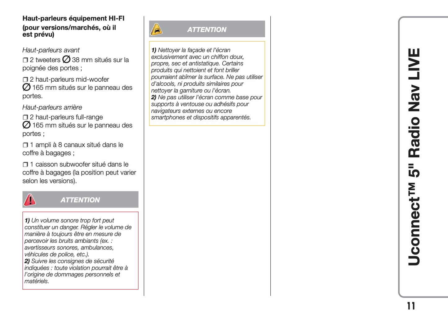 Fiat 500L Uconnect Radio Nav 5.0 Guide d'utilisation 2012 - 2017