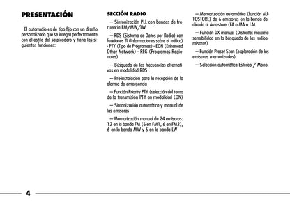 Alfa Romeo Autorradio (Casete) Instrucciones 2004 - 2007