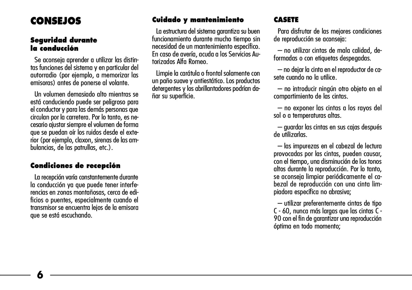 Alfa Romeo Autorradio (Casete) Instrucciones 2004 - 2007