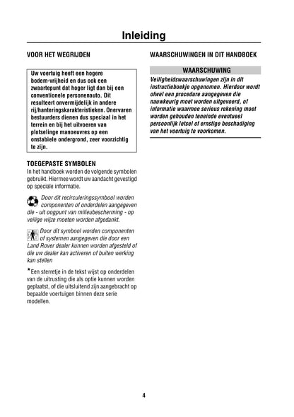 2002-2003 Land Rover Range Rover Gebruikershandleiding | Nederlands