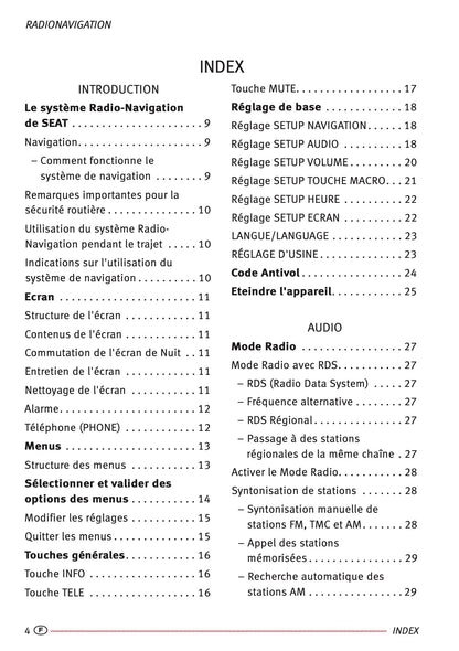 Seat Radio-Navigation Guide d'instructions