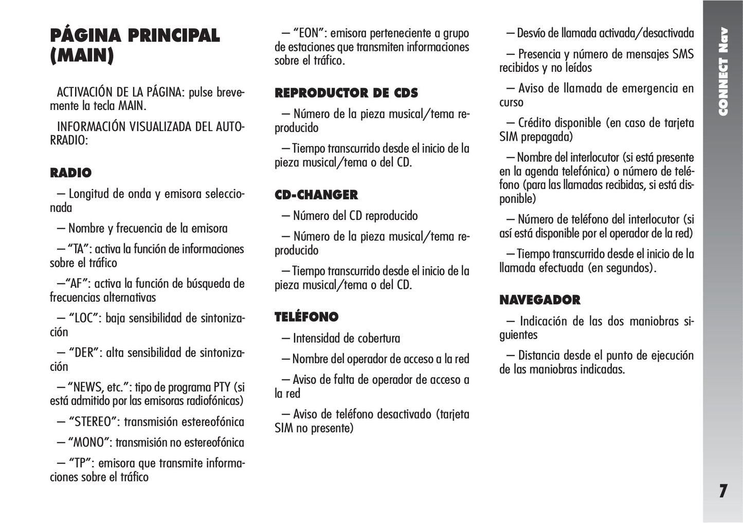 Alfa Romeo Connect / Connect Nav+ Instrucciones 2007 - 2011