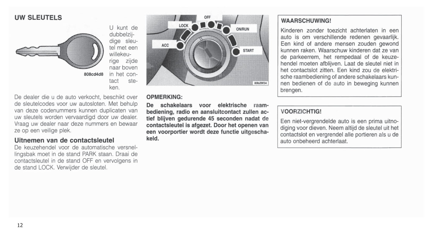 2001-2007 Chrysler Voyager Owner's Manual | Dutch