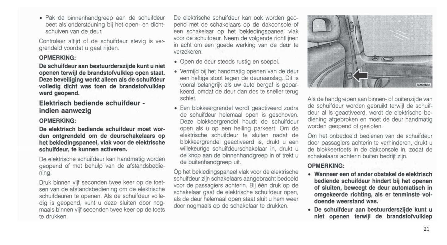 2001-2007 Chrysler Voyager Owner's Manual | Dutch