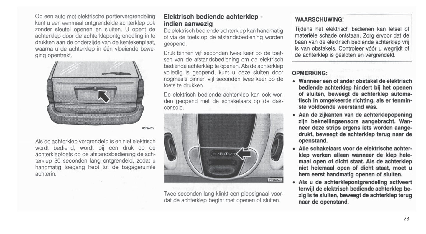 2001-2007 Chrysler Voyager Owner's Manual | Dutch