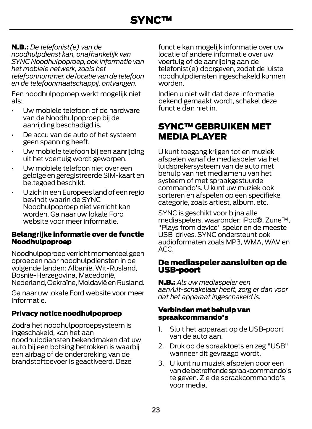 Ford SYNC™ - SYNC™ 2 - SYNC™ 3  Handleiding