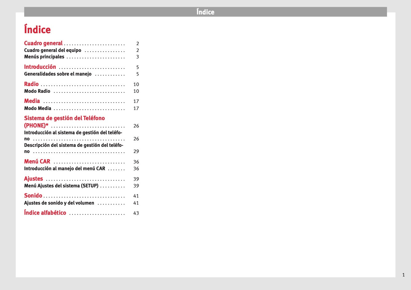 Seat Media System Touch Manual de Instrucciones 2015 - 2017