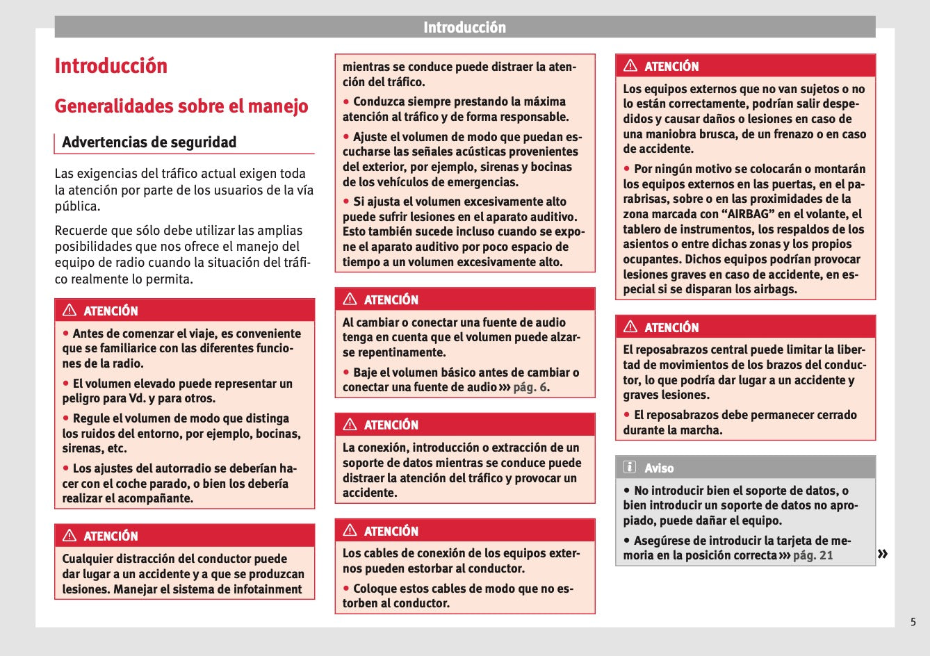 Seat Media System Touch Manual de Instrucciones 2015 - 2017