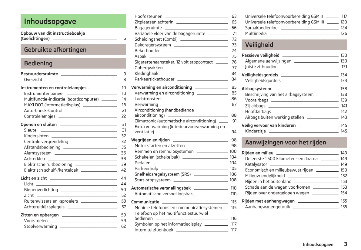 2012-2013 Skoda Octavia Owner's Manual | Dutch