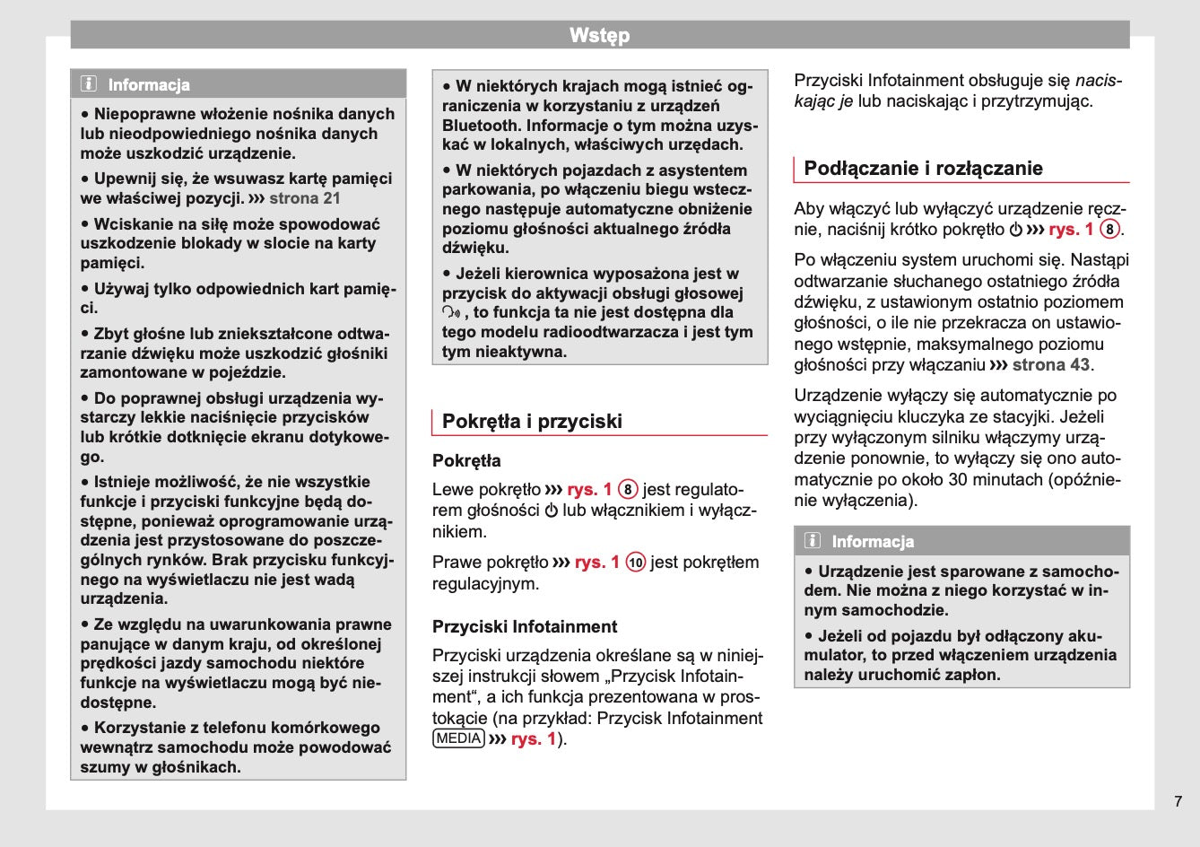 Seat Media System Touch / Colour Instrukcja obsługi 2013 - 2017