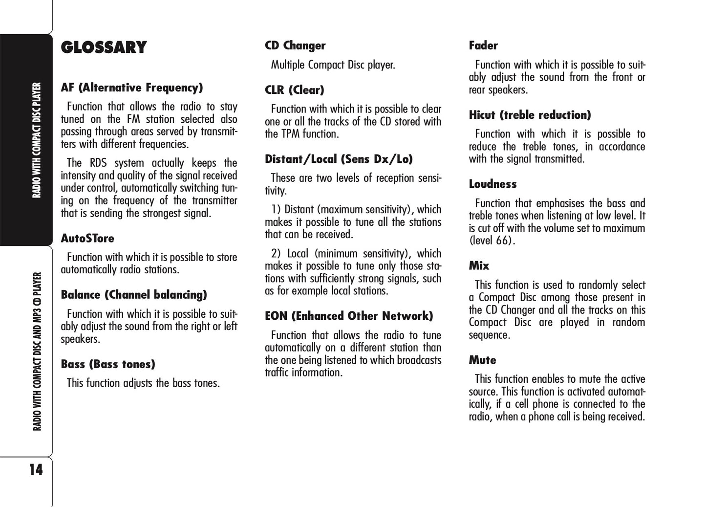 Alfa Romeo Brera  Sound System Owner's Manual 2006 - 2011