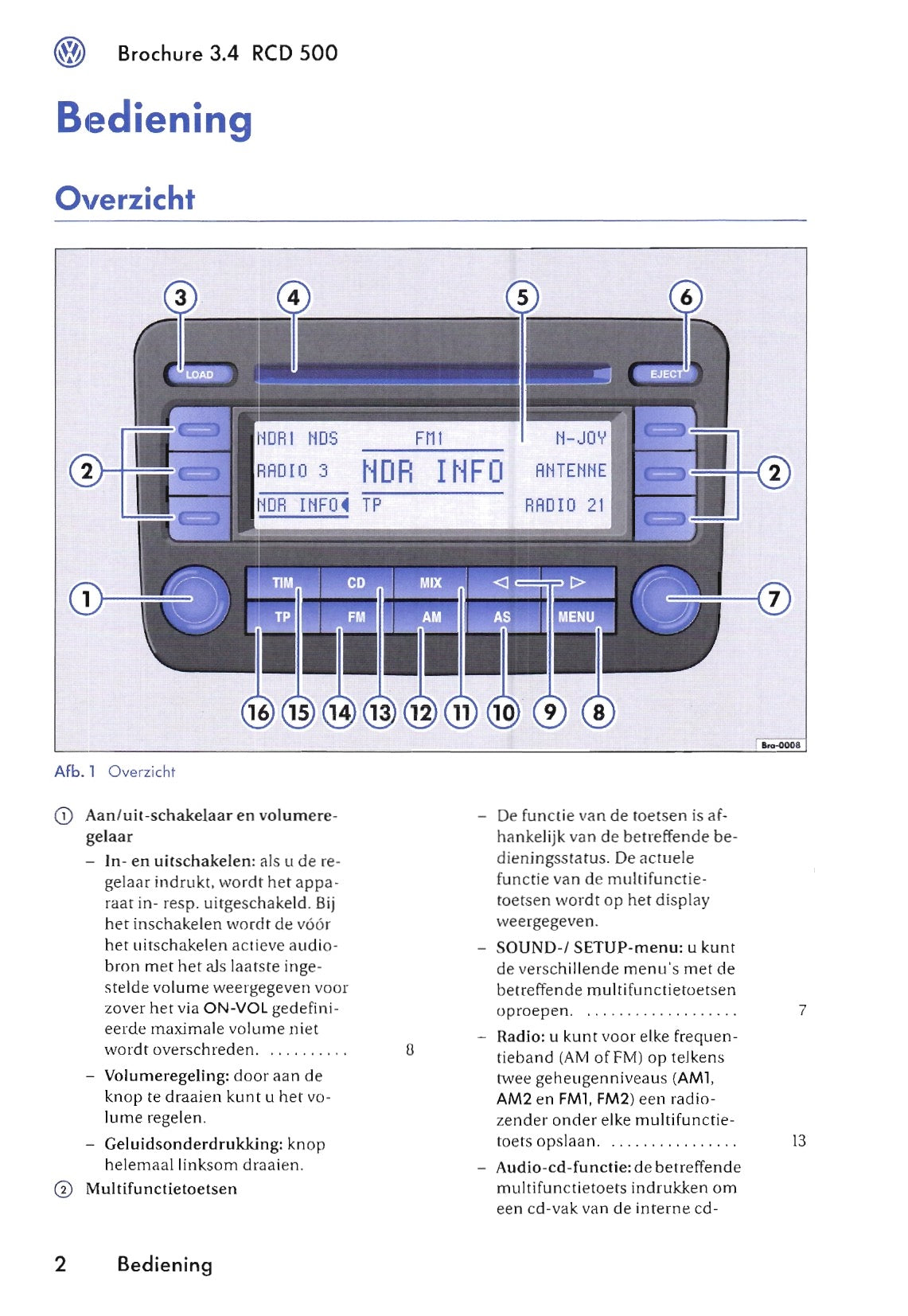 Volkswagen Radio RCD 500 Handleiding 2006