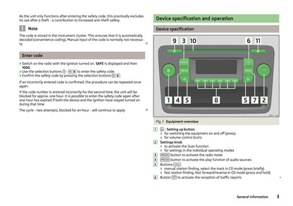 Skoda Radio Blues Owner's Manual 2013