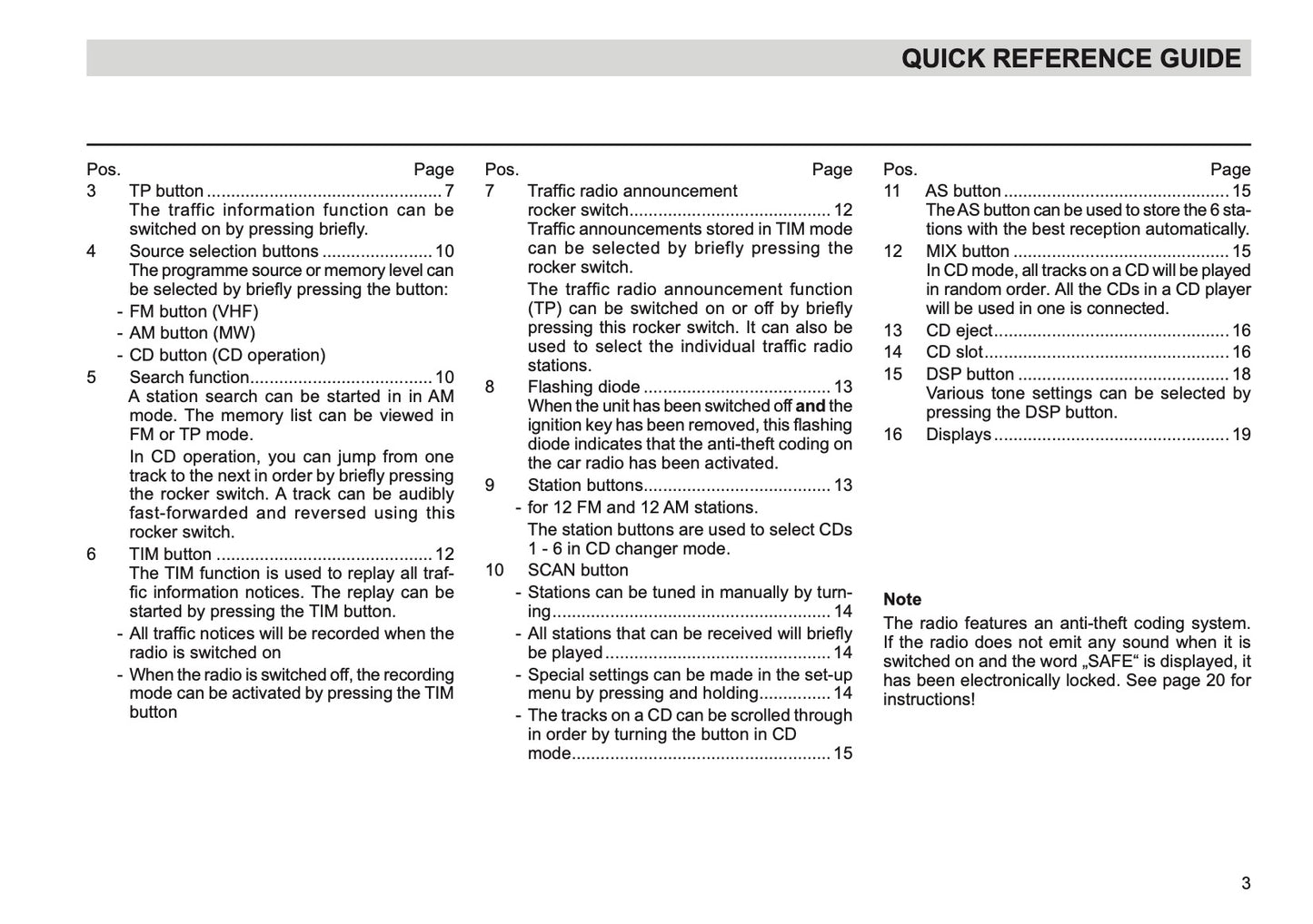 Skoda Radio Rhapsody Owner's Manual 2004