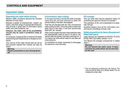 Skoda Radio Rhapsody Owner's Manual 2004