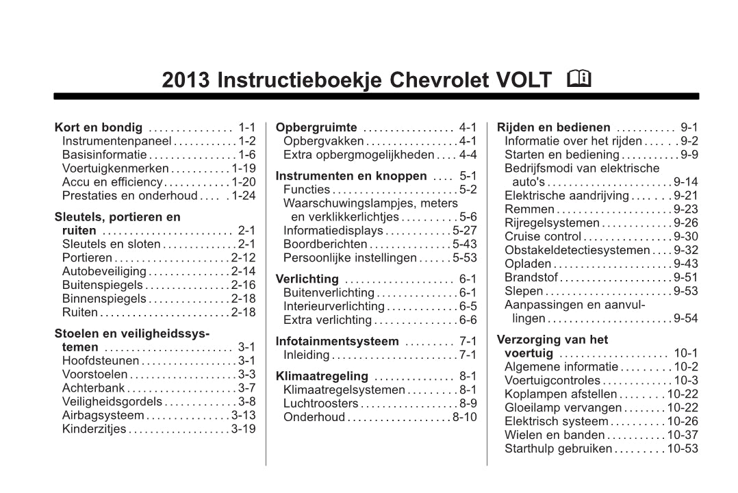 2013 Chevrolet Volt Gebruikershandleiding | Nederlands