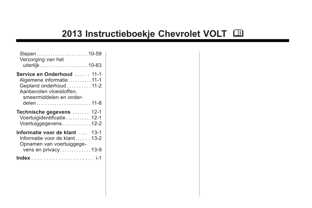 2013 Chevrolet Volt Gebruikershandleiding | Nederlands