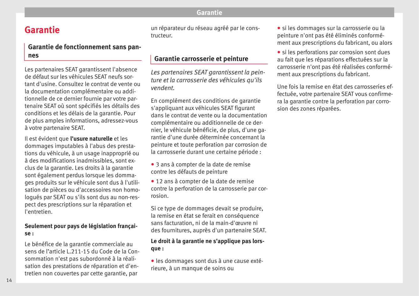 Seat Procédure d'Entretien 2016