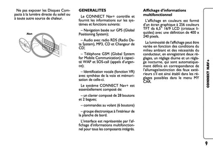 Fiat Panda CONNECT Nav+ Guide d'utilisation 2009 - 2013