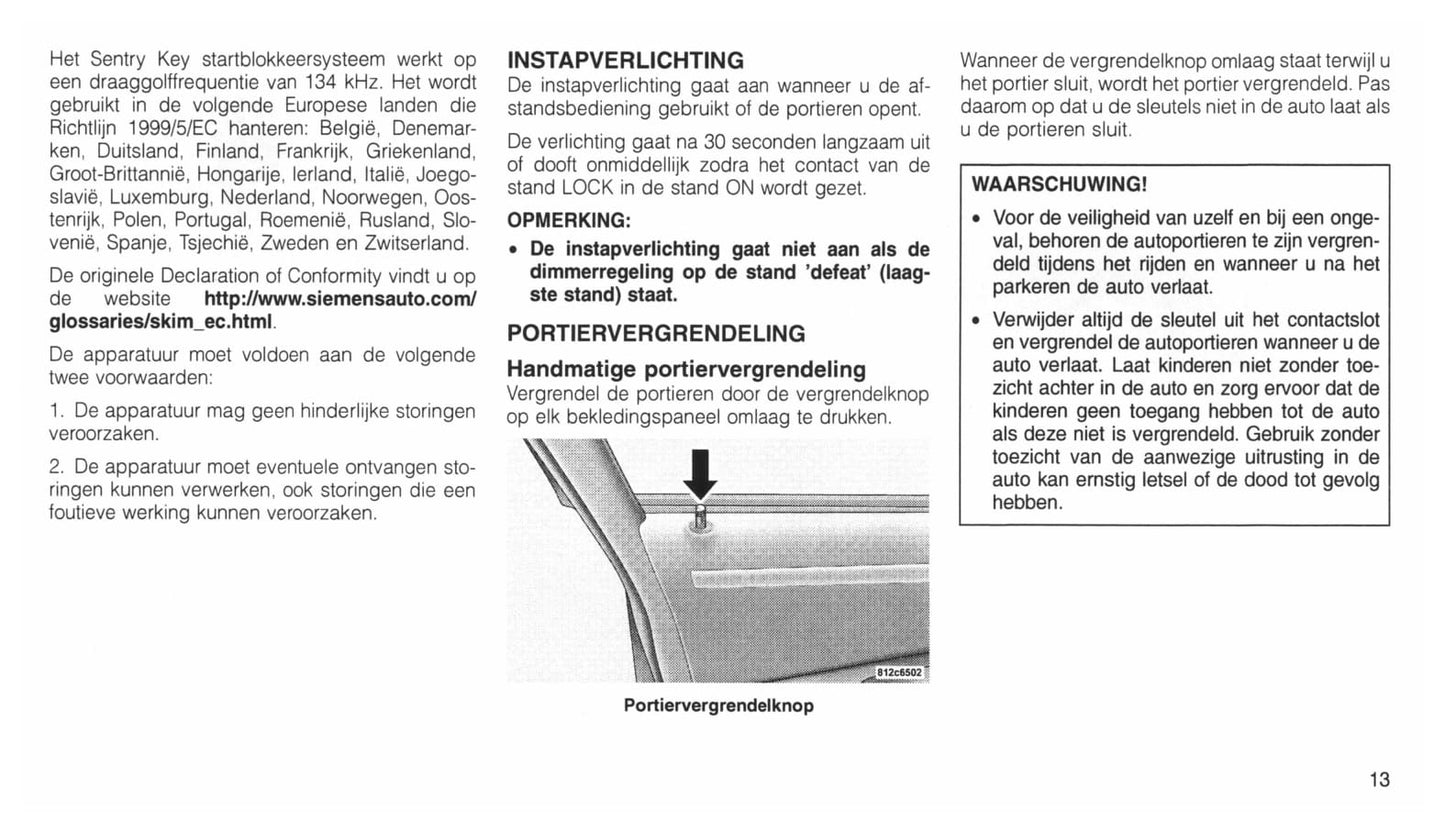 2004-2011 Chrysler 300C Owner's Manual | Dutch