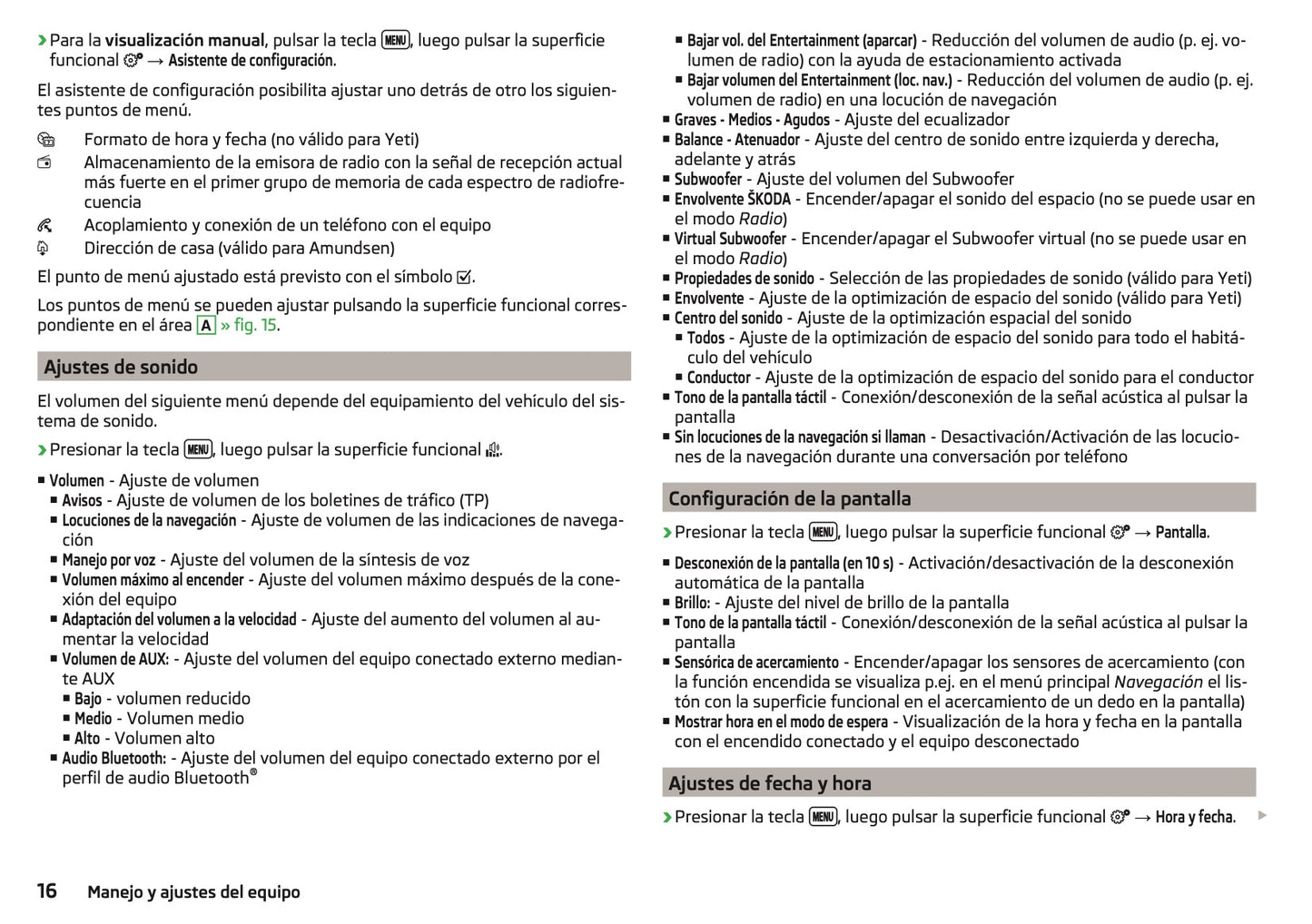 Skoda Admunsen & Bolero Manual de Instrucciones 2014 - 2018