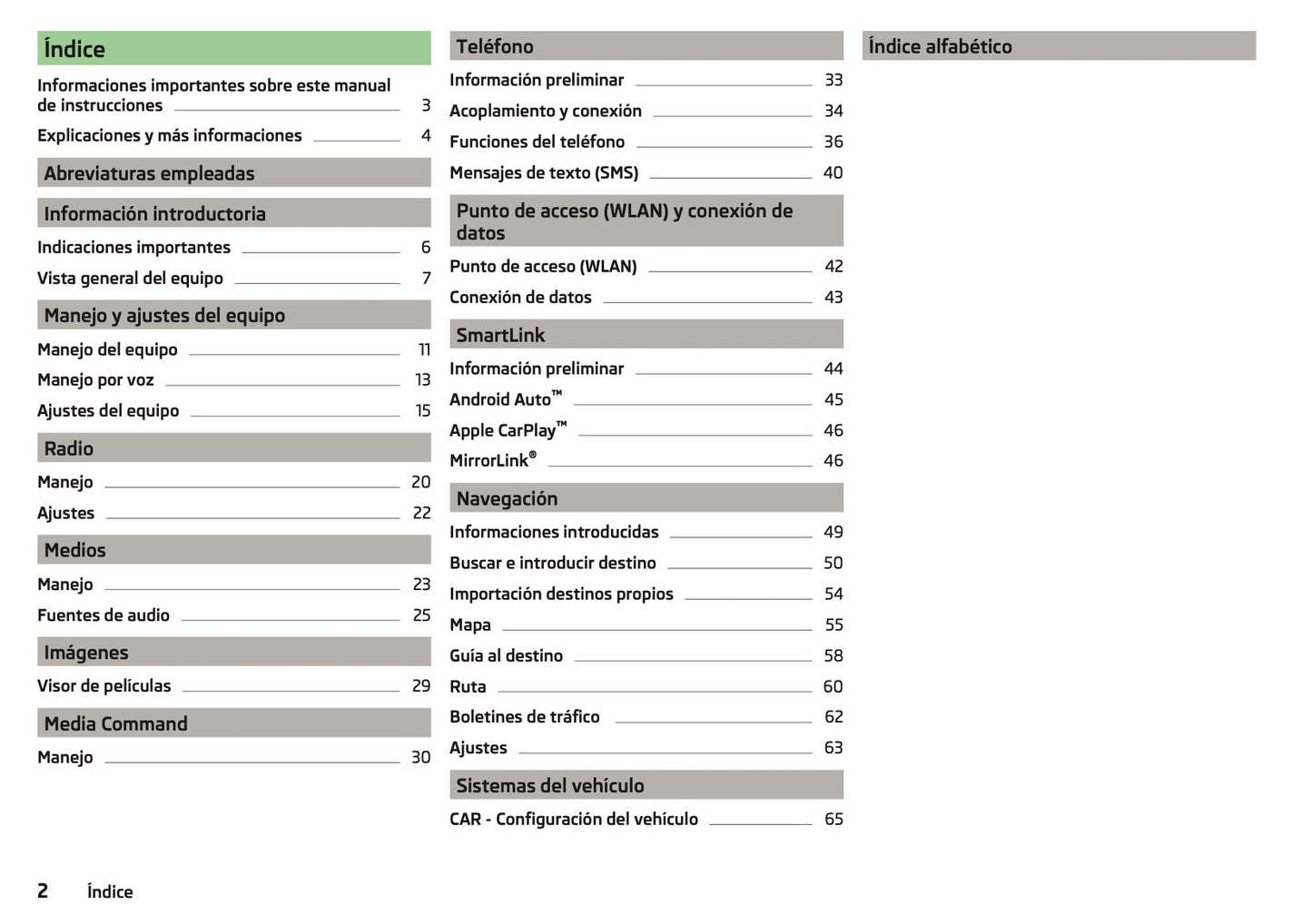 Skoda Admunsen & Bolero Manual de Instrucciones 2014 - 2018