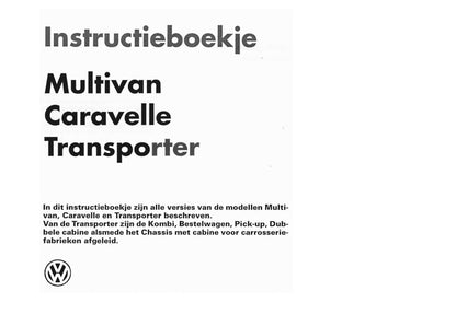 1990-2003 Volkswagen Caravelle/Multivan/Transporter Owner's Manual | Dutch