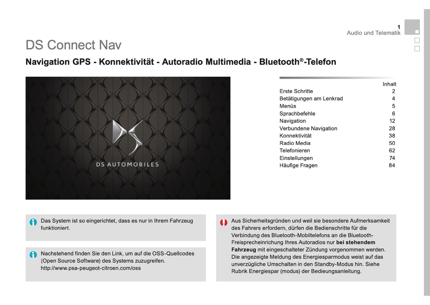 Citroën DS5 Zusatz Connect Nav Bedienungsanleitung 2011 - 2018