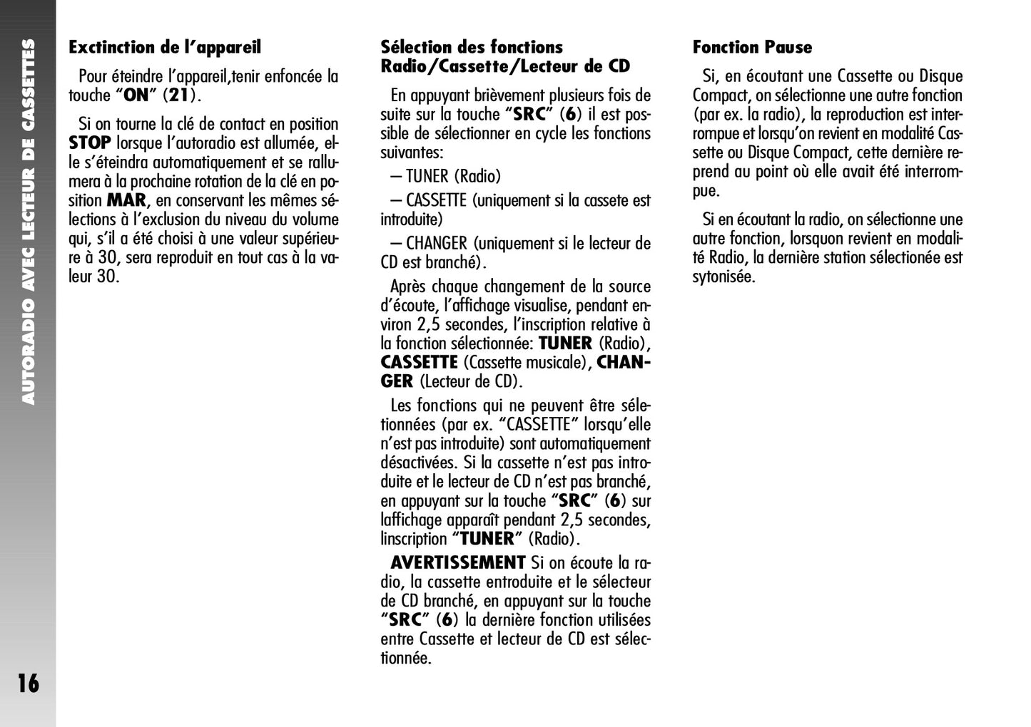 Alfa Romeo 156 Autoradio Guide d'utilisation 2004 - 2007