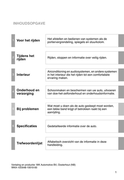 2010-2011 Toyota Corolla Gebruikershandleiding | Nederlands