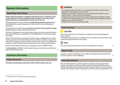 Skoda Amundsen+ Navigation System Owner's Manual 2013