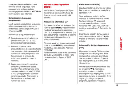 Abarth 124 Spider Radio 3 Instrucciones 2016 - 2018