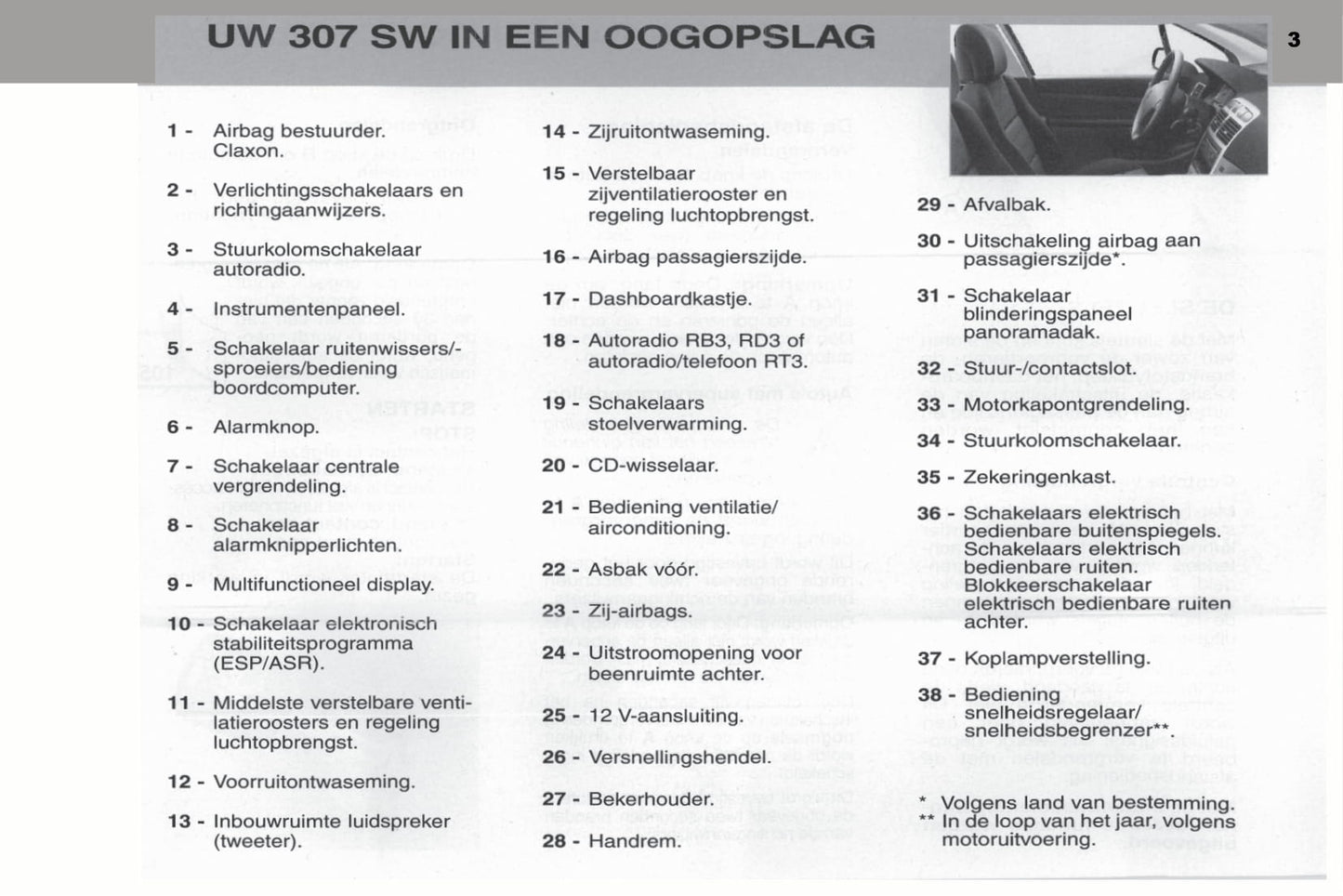 2003-2004 Peugeot 307 SW Manuel du propriétaire | Néerlandais