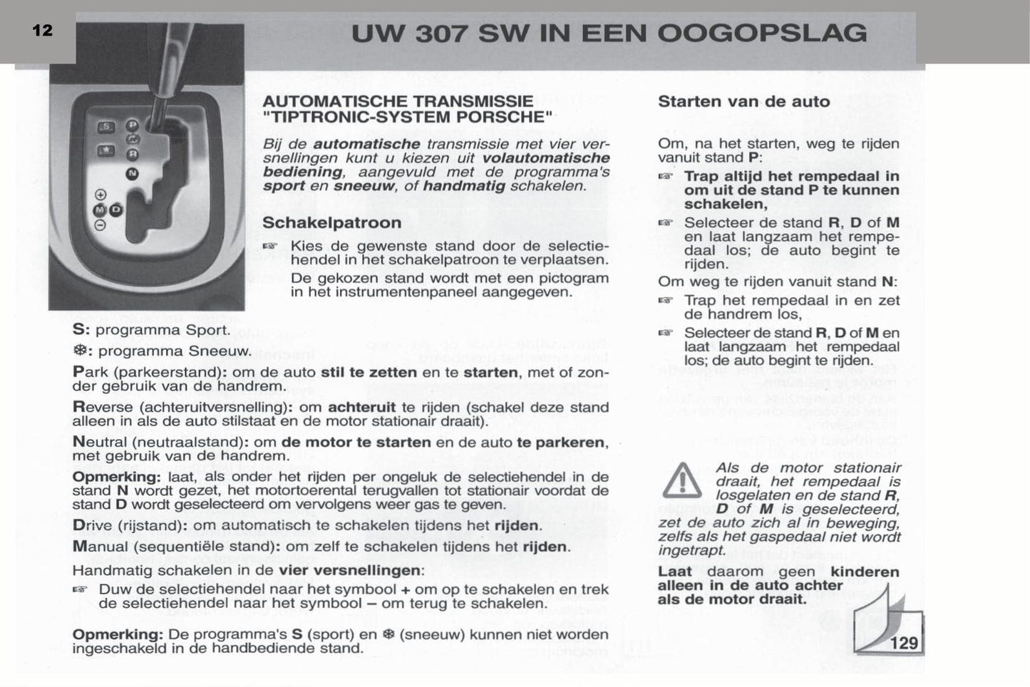 2003-2004 Peugeot 307 SW Manuel du propriétaire | Néerlandais