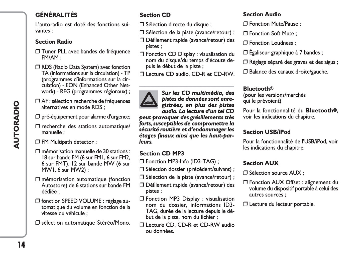 Fiat Punto Radio Guide d'utilisation 2017 - 2019