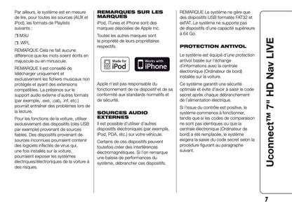 Fiat 500L Uconnect Radio Nav 7.0 Guide d'utilisation 2017 - 2023