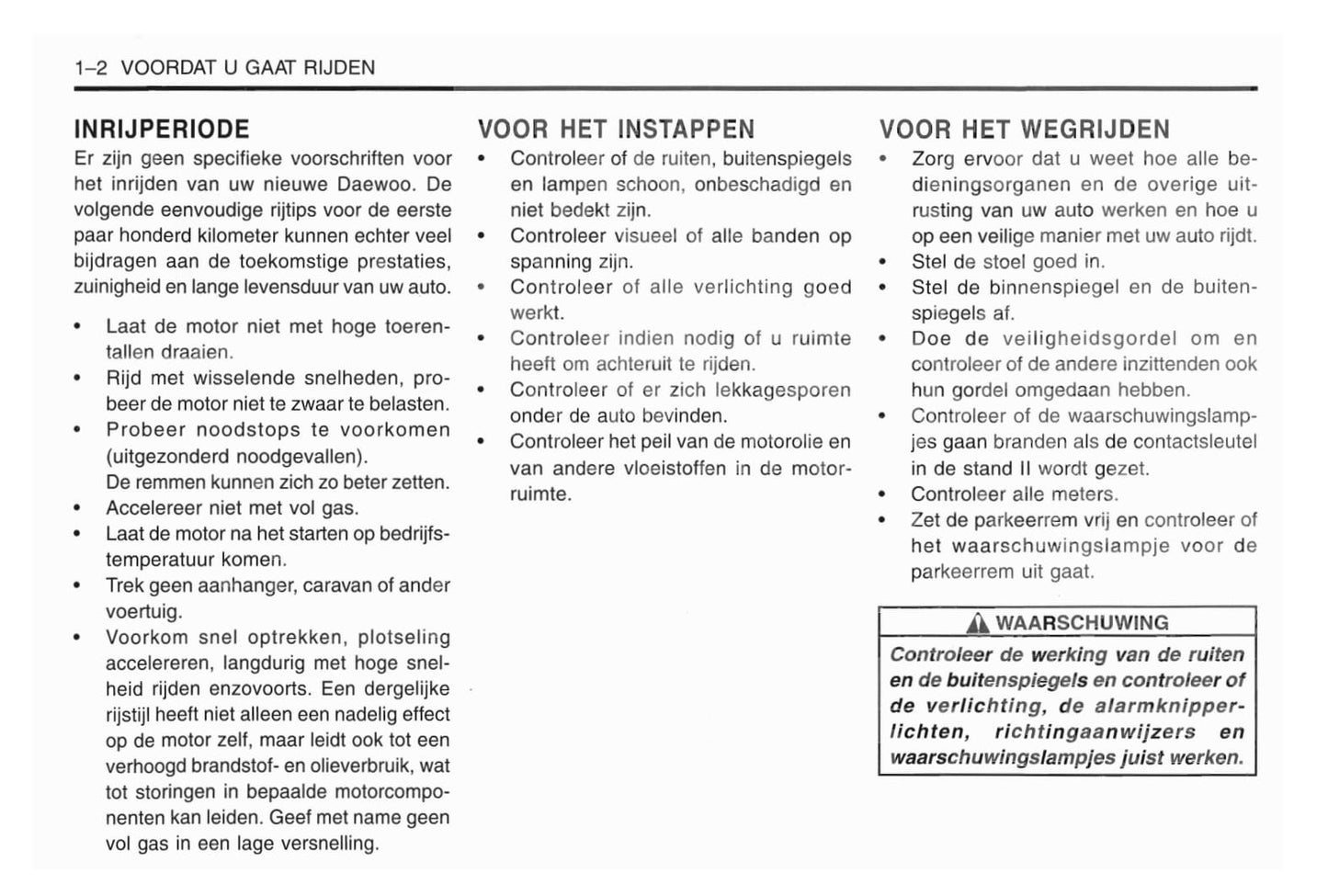 1998-2001 Daewoo Matiz Owner's Manual | Dutch