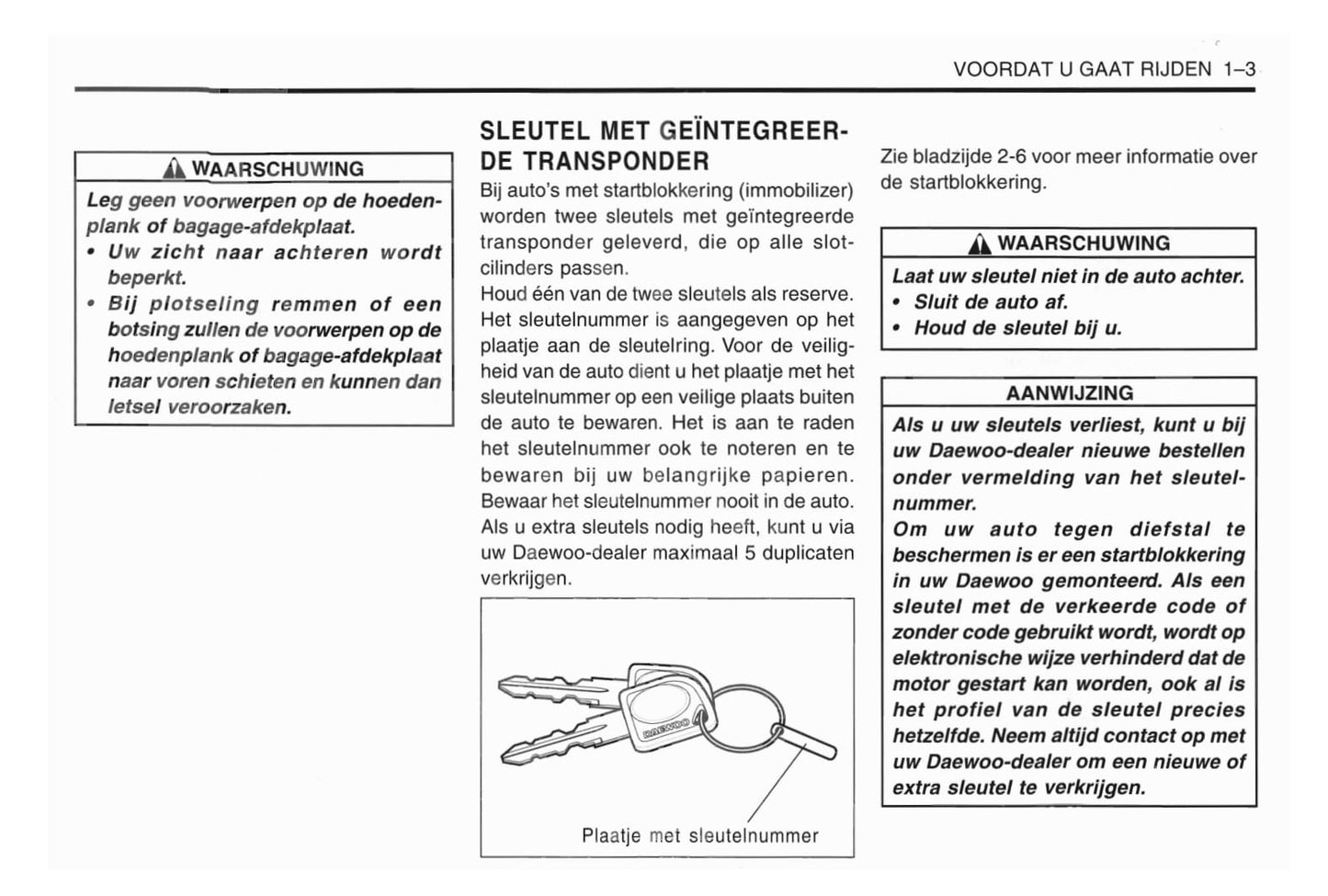 1998-2001 Daewoo Matiz Owner's Manual | Dutch