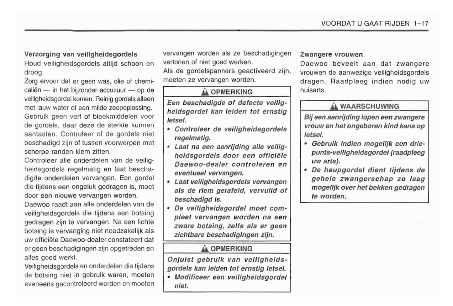 1998-2001 Daewoo Matiz Owner's Manual | Dutch