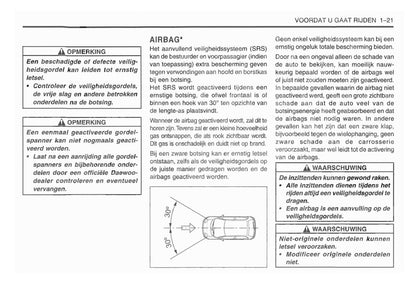 1998-2001 Daewoo Matiz Owner's Manual | Dutch