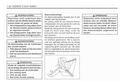 1998-2001 Daewoo Matiz Owner's Manual | Dutch