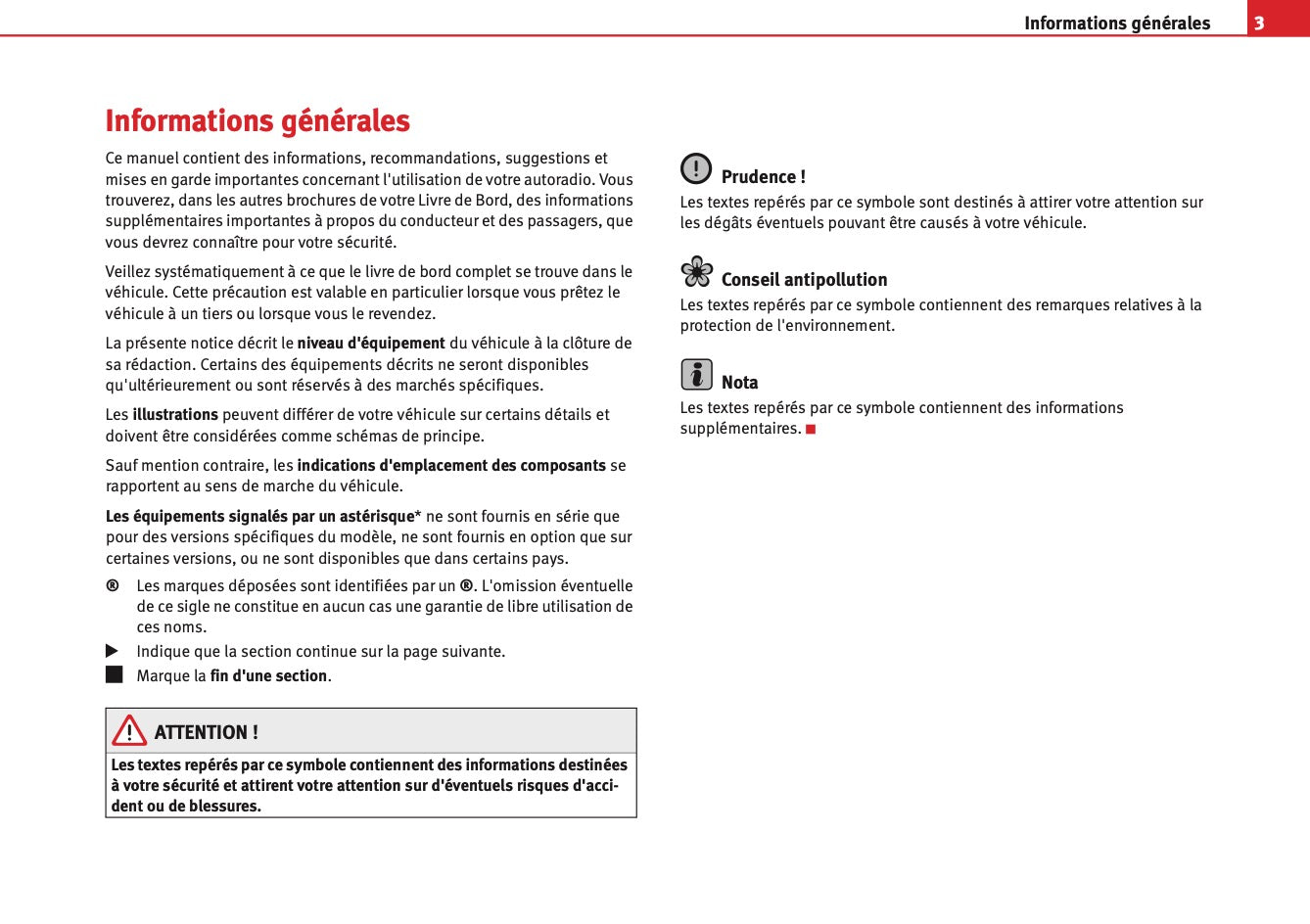 Seat Radio Adagio Guide d'instructions