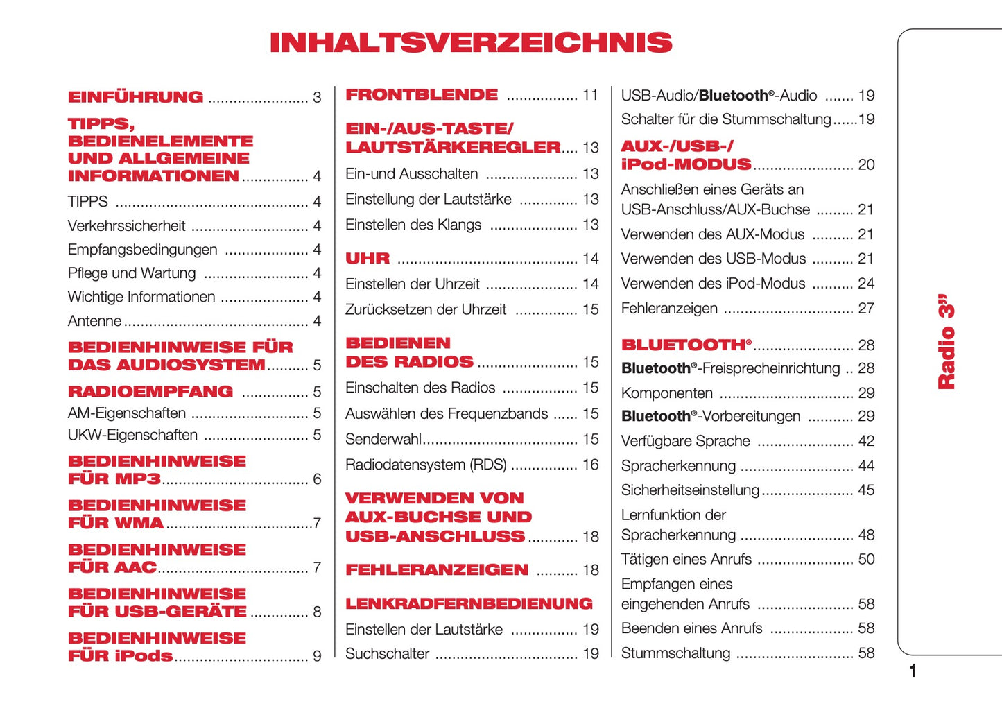 Abarth 124 Spider Radio 3.0 Bedienungsanleitung 2016 - 2018