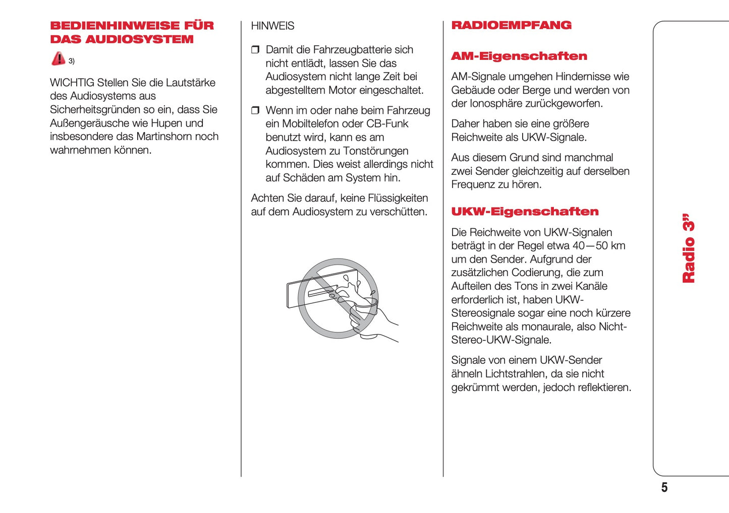 Abarth 124 Spider Radio 3.0 Bedienungsanleitung 2016 - 2018