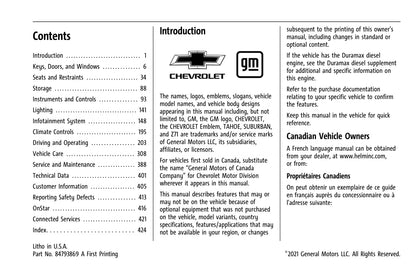 2022 Chevrolet Tahoe/Suburban Gebruikershandleiding | Engels