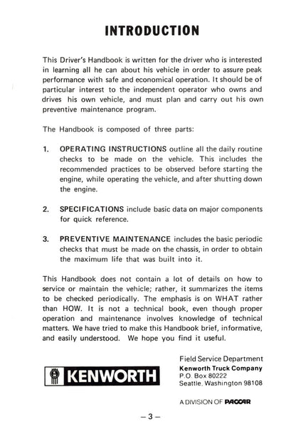 1976 Kenworth  Owner's Manual | English