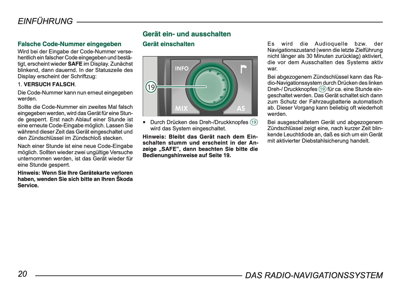 Skoda Radio-Navigationssystem Bedienungsanleitung 2004