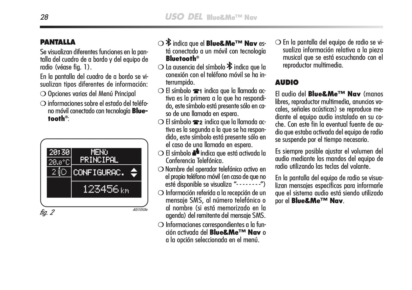 Alfa Romeo Mito Blue&Me Nav Instrucciones 2008 - 2014