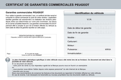 Peugeot  Carnet D’entretien et de Garanties 2016 - 2020